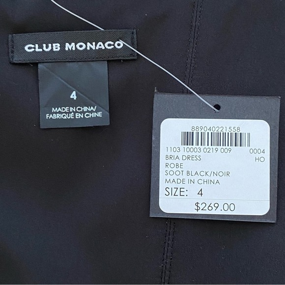 Club Monaco Bria Metallic Dress Womens Size 4 Soot Black/Noir Silk Top Pockets - Picture 13 of 15